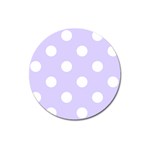 Polka Dots - White on Pale Lavender Violet Magnet 3  (Round)