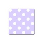 Polka Dots - White on Pale Lavender Violet Magnet (Square)