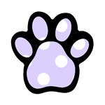 Polka Dots - White on Pale Lavender Violet Magnet (Paw Print)