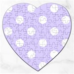 Polka Dots - White on Pale Lavender Violet Jigsaw Puzzle (Heart)