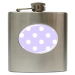Polka Dots - White on Pale Lavender Violet Hip Flask (6 oz)