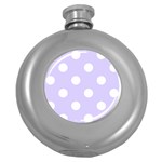 Polka Dots - White on Pale Lavender Violet Hip Flask (5 oz)