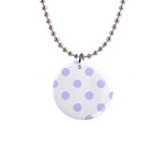 Polka Dots - Pale Lavender Violet on White 1  Button Necklace