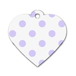 Polka Dots - Pale Lavender Violet on White Dog Tag Heart (Two Sides)