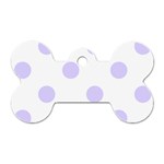Polka Dots - Pale Lavender Violet on White Dog Tag Bone (One Side)