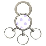 Polka Dots - Pale Lavender Violet on White 3-Ring Key Chain