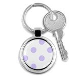 Polka Dots - Pale Lavender Violet on White Key Chain (Round)