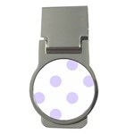 Polka Dots - Pale Lavender Violet on White Money Clip (Round)