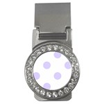 Polka Dots - Pale Lavender Violet on White Money Clip (CZ)