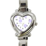 Polka Dots - Pale Lavender Violet on White Heart Italian Charm Watch