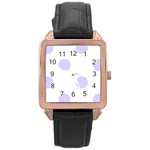 Polka Dots - Pale Lavender Violet on White Rose Gold Leather Watch