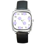 Polka Dots - Pale Lavender Violet on White Square Metal Watch