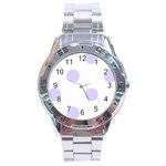 Polka Dots - Pale Lavender Violet on White Stainless Steel Analogue Watch