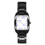 Polka Dots - Pale Lavender Violet on White Stainless Steel Barrel Watch