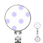 Polka Dots - Pale Lavender Violet on White Stainless Steel Nurses Watch