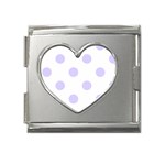 Polka Dots - Pale Lavender Violet on White Mega Link Heart Italian Charm (18mm)