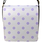 Polka Dots - Pale Lavender Violet on White Flap Closure Messenger Bag (S)