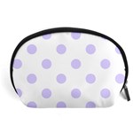 Polka Dots - Pale Lavender Violet on White Accessory Pouch (Large)
