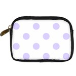Polka Dots - Pale Lavender Violet on White Digital Camera Leather Case
