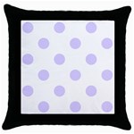 Polka Dots - Pale Lavender Violet on White Throw Pillow Case (Black)