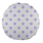Polka Dots - Pale Lavender Violet on White Large 18  Premium Round Cushion
