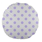 Polka Dots - Pale Lavender Violet on White Large 18  Premium Flano Round Cushion