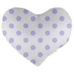 Polka Dots - Pale Lavender Violet on White Large 19  Premium Heart Shape Cushion
