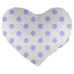 Polka Dots - Pale Lavender Violet on White Large 19  Premium Flano Heart Shape Cushion