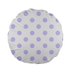 Polka Dots - Pale Lavender Violet on White Standard 15  Premium Round Cushion