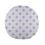 Polka Dots - Pale Lavender Violet on White Standard 15  Premium Flano Round Cushion
