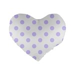 Polka Dots - Pale Lavender Violet on White Standard 16  Premium Heart Shape Cushion