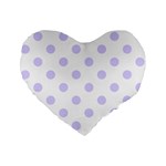 Polka Dots - Pale Lavender Violet on White Standard 16  Premium Flano Heart Shape Cushion