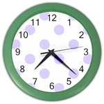 Polka Dots - Pale Lavender Violet on White Color Wall Clock