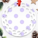 Polka Dots - Pale Lavender Violet on White Ornament (Round Filigree)