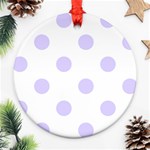 Polka Dots - Pale Lavender Violet on White Round Ornament (Two Sides)