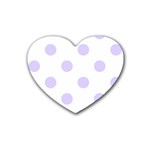 Polka Dots - Pale Lavender Violet on White Heart Coaster (4 pack)