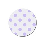 Polka Dots - Pale Lavender Violet on White Rubber Coaster (Round)