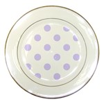 Polka Dots - Pale Lavender Violet on White Porcelain Plate