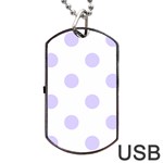 Polka Dots - Pale Lavender Violet on White Dog Tag USB Flash (Two Sides)