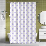 Polka Dots - Pale Lavender Violet on White Shower Curtain 48  x 72  (Small)