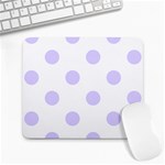 Polka Dots - Pale Lavender Violet on White Large Mousepad
