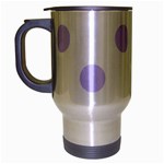 Polka Dots - Pale Lavender Violet on White Travel Mug (Silver Gray)