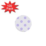 Polka Dots - Pale Lavender Violet on White 1  Mini Button (100 pack)