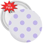 Polka Dots - Pale Lavender Violet on White 3  Button (10 pack)