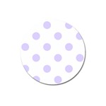 Polka Dots - Pale Lavender Violet on White Magnet 3  (Round)