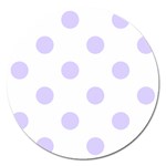 Polka Dots - Pale Lavender Violet on White Magnet 5  (Round)