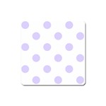 Polka Dots - Pale Lavender Violet on White Magnet (Square)