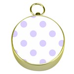 Polka Dots - Pale Lavender Violet on White Gold Compass
