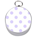 Polka Dots - Pale Lavender Violet on White Silver Compass