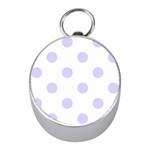 Polka Dots - Pale Lavender Violet on White Silver Compass (Mini)